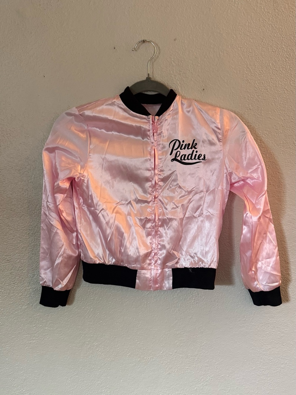 Pink Ladies Pink Satin Bomber Jacket